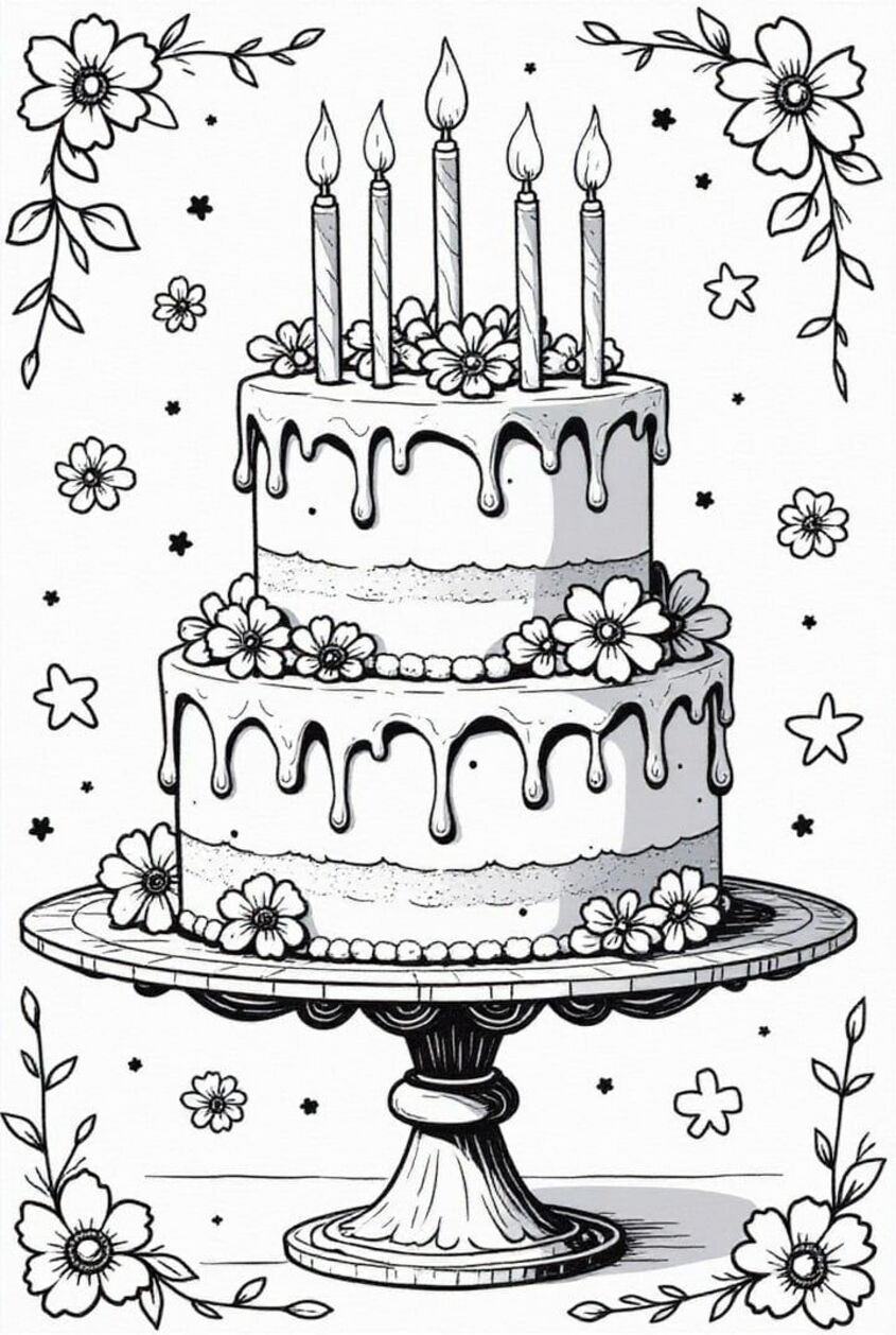 Tô màu bánh sinh nhật 24