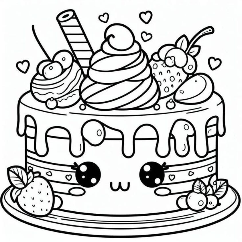 Tô màu bánh sinh nhật đáng yêu 3