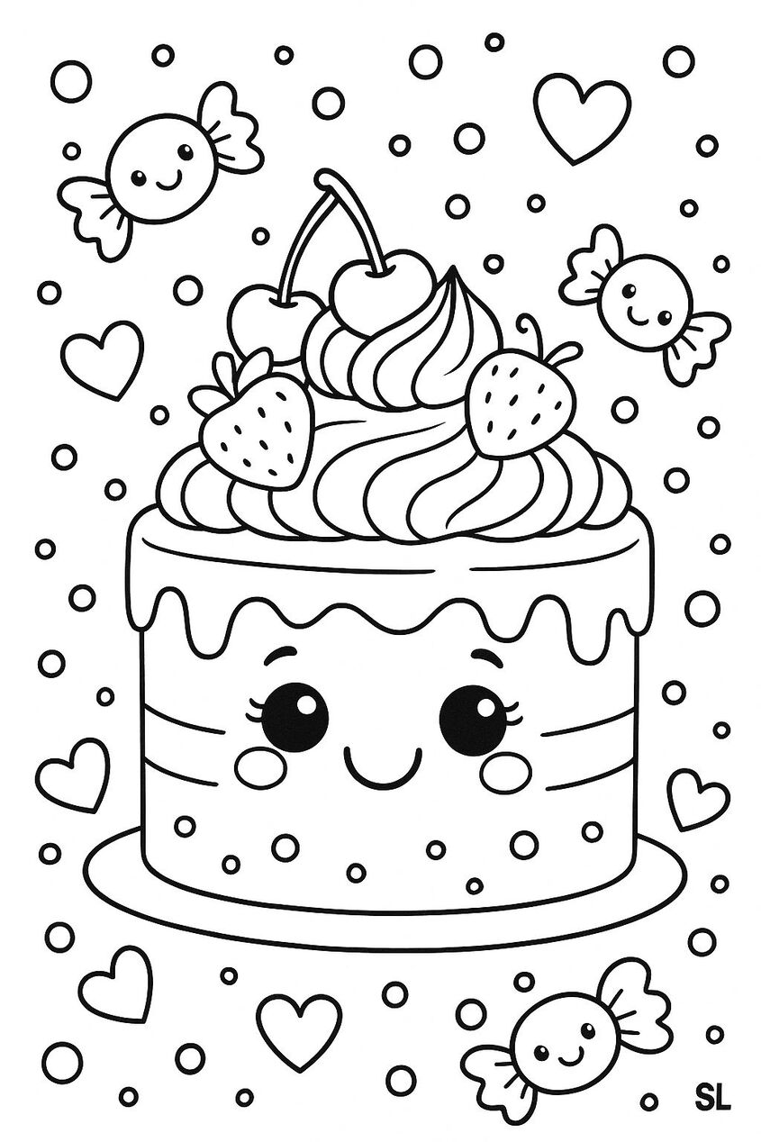 Tô màu bánh sinh nhật đáng yêu 5