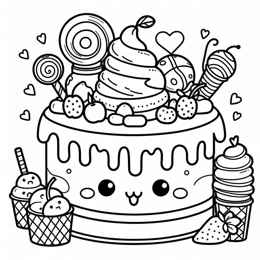 Tô màu bánh sinh nhật đáng yêu 12