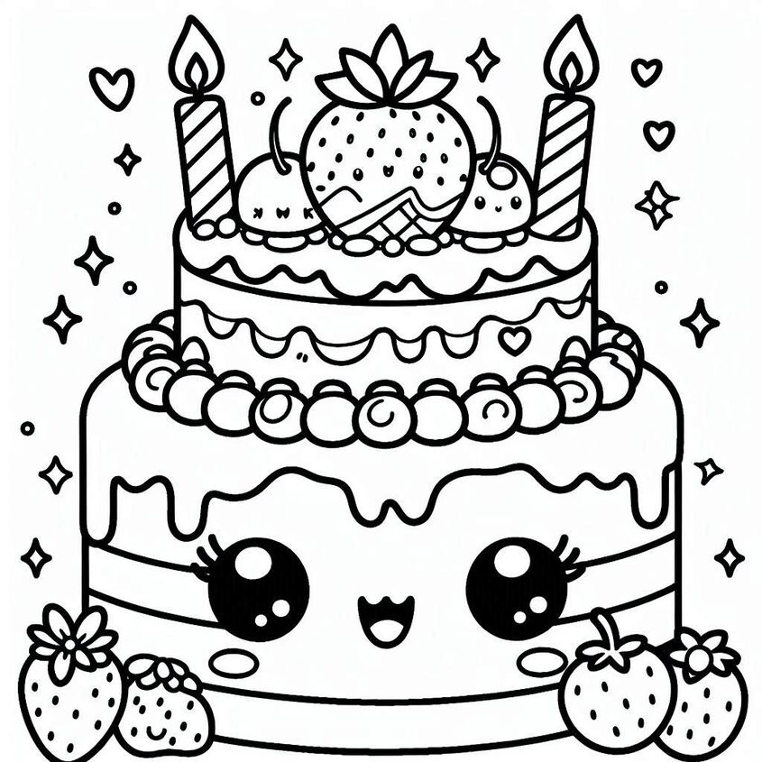 Tô màu bánh sinh nhật đáng yêu 16