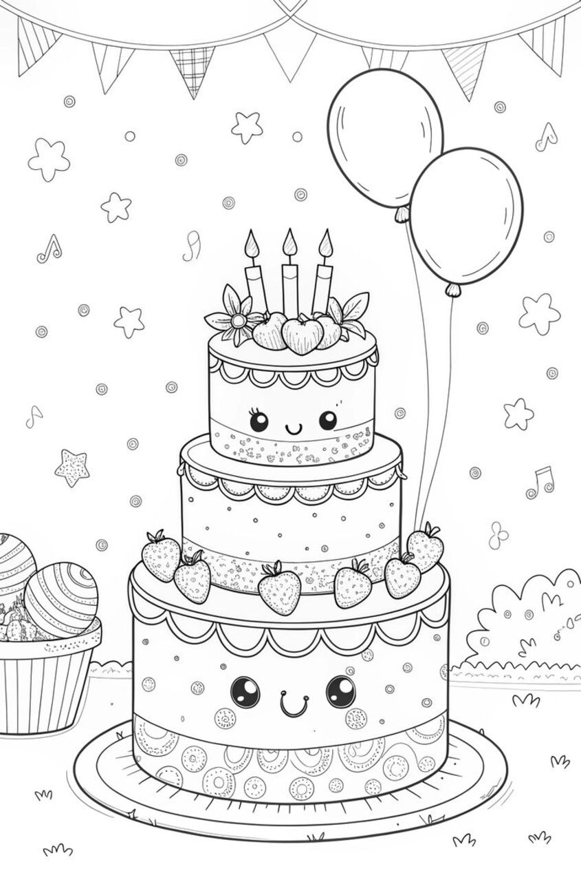 Tô màu bánh sinh nhật đáng yêu 17