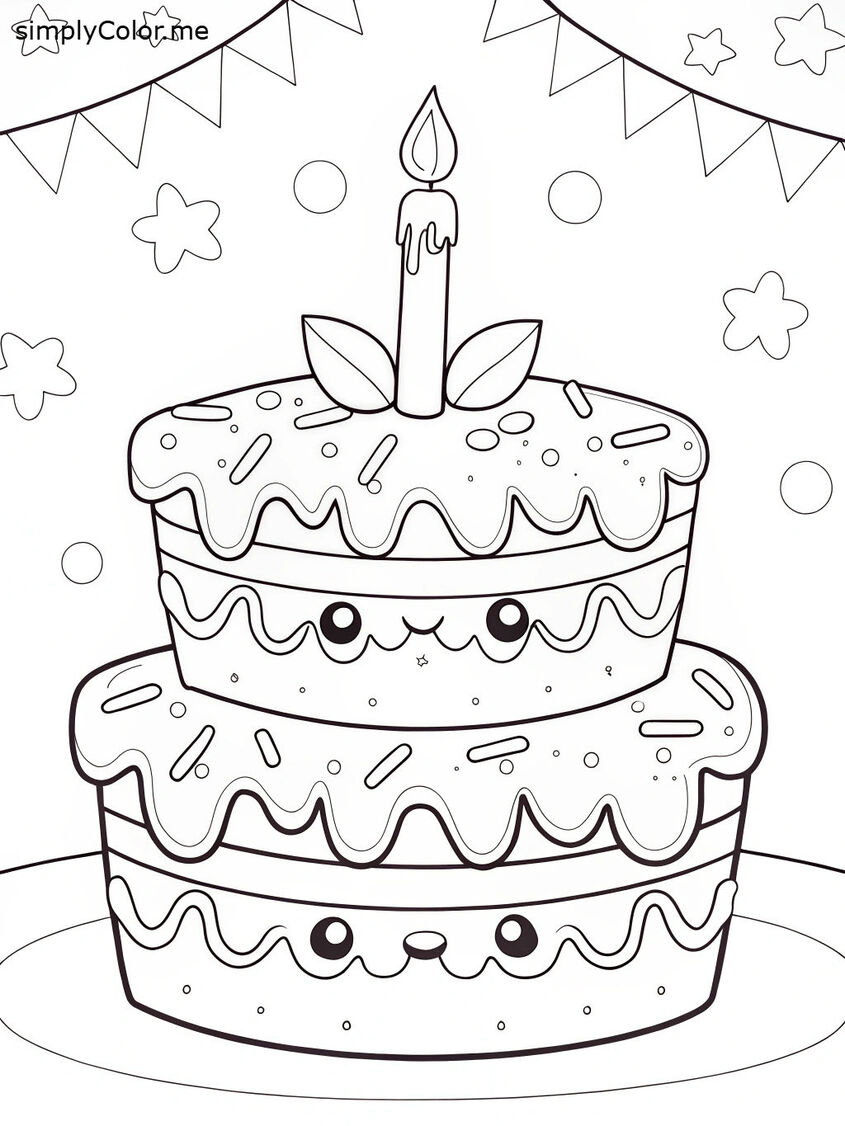 Tô màu bánh sinh nhật đáng yêu 18