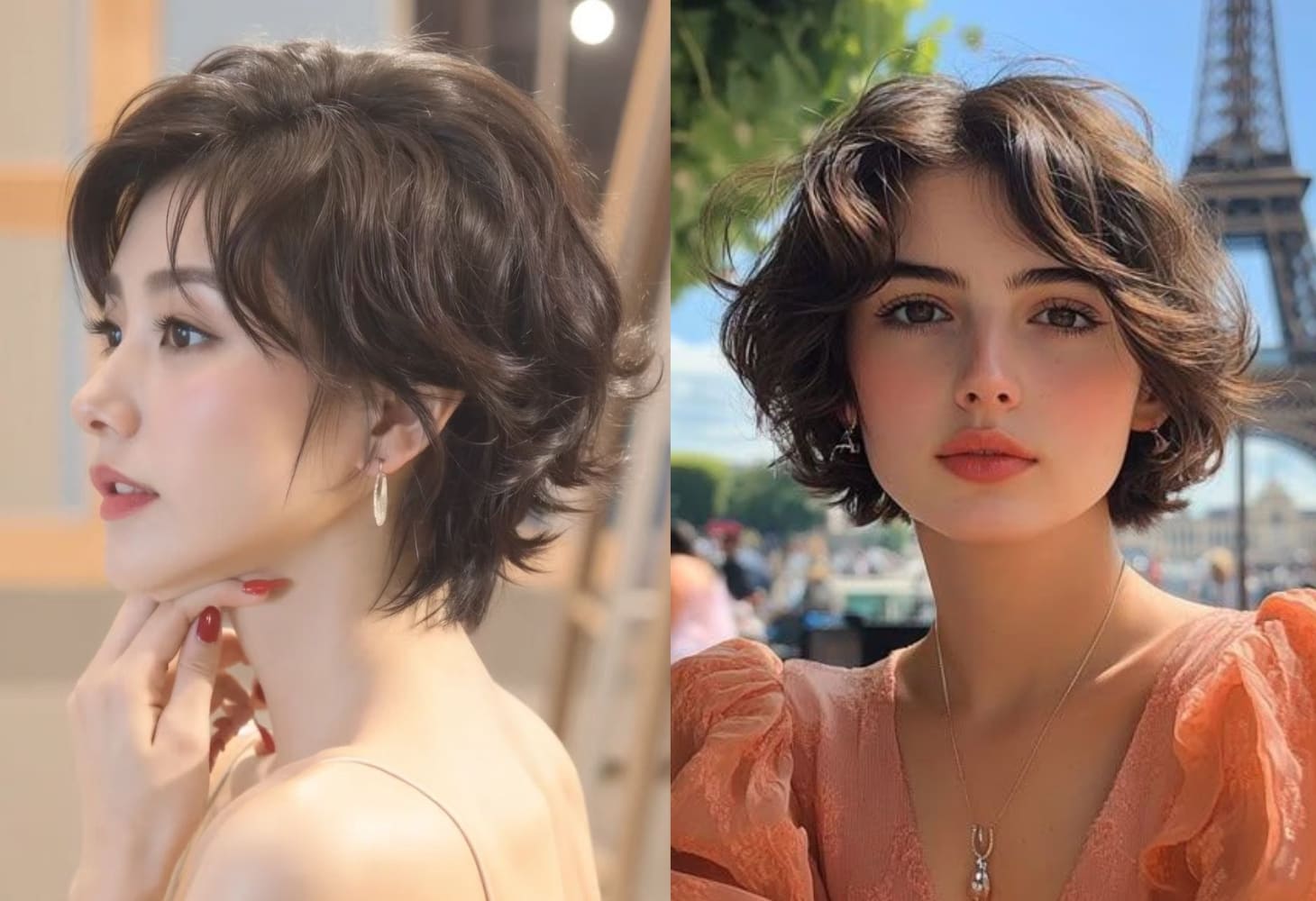 Kiểu tóc tém uốn xoăn nữ tính