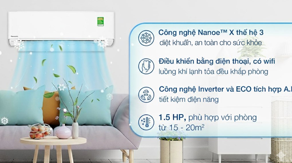 Điều hòa Panasonic 1.5 HP CU/CS-XU12ZKH-8 tích hợp cảm biến Humidity Sensor và Nanoe-X