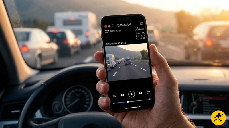 Dùng app camera hành trình trên điện thoại Dùng app camera hành trình trên điện thoại