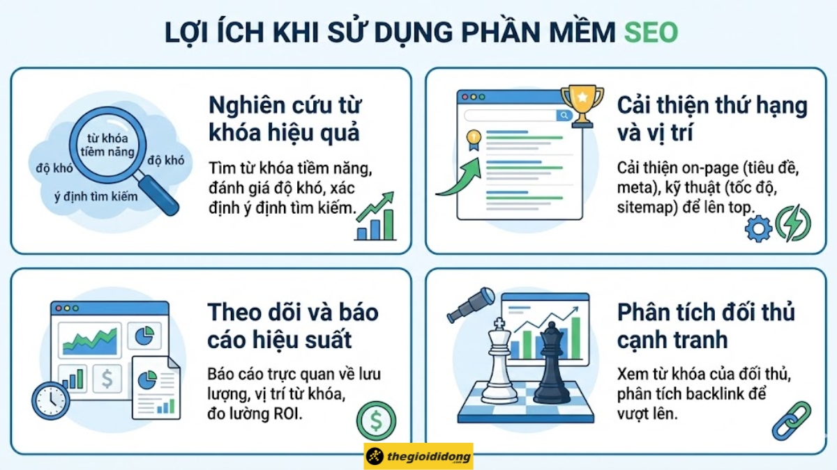 Lợi &iacute;ch khi sử dụng phần mềm SEO