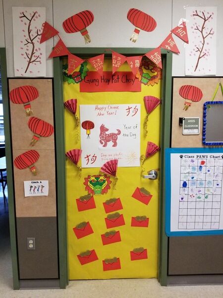 Trang trí cửa lớp mầm non chủ đề Tết 3