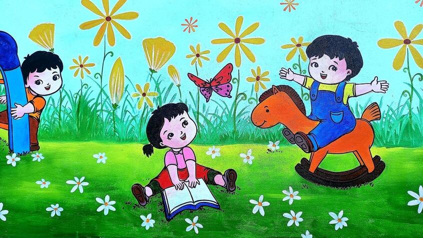 Tranh chủ đề trường mầm non 16