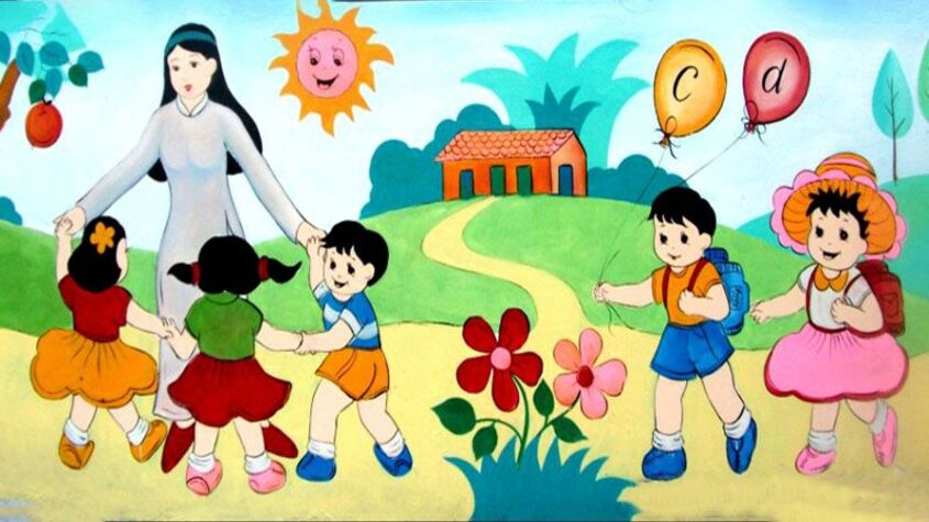 Tranh chủ đề trường mầm non 26