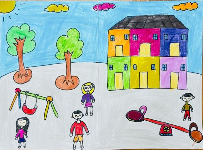 Tranh chủ đề trường mầm non 25