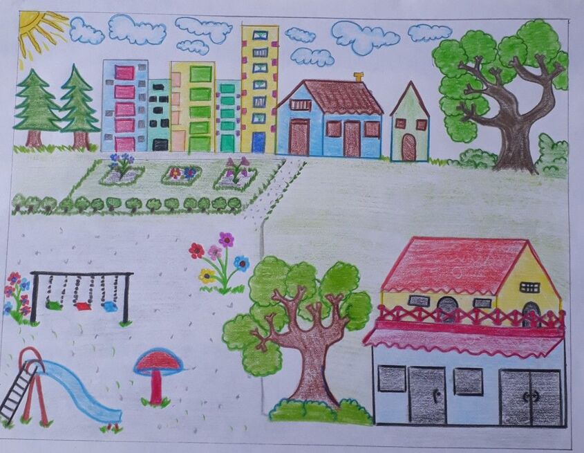 Tranh chủ đề trường mầm non 28