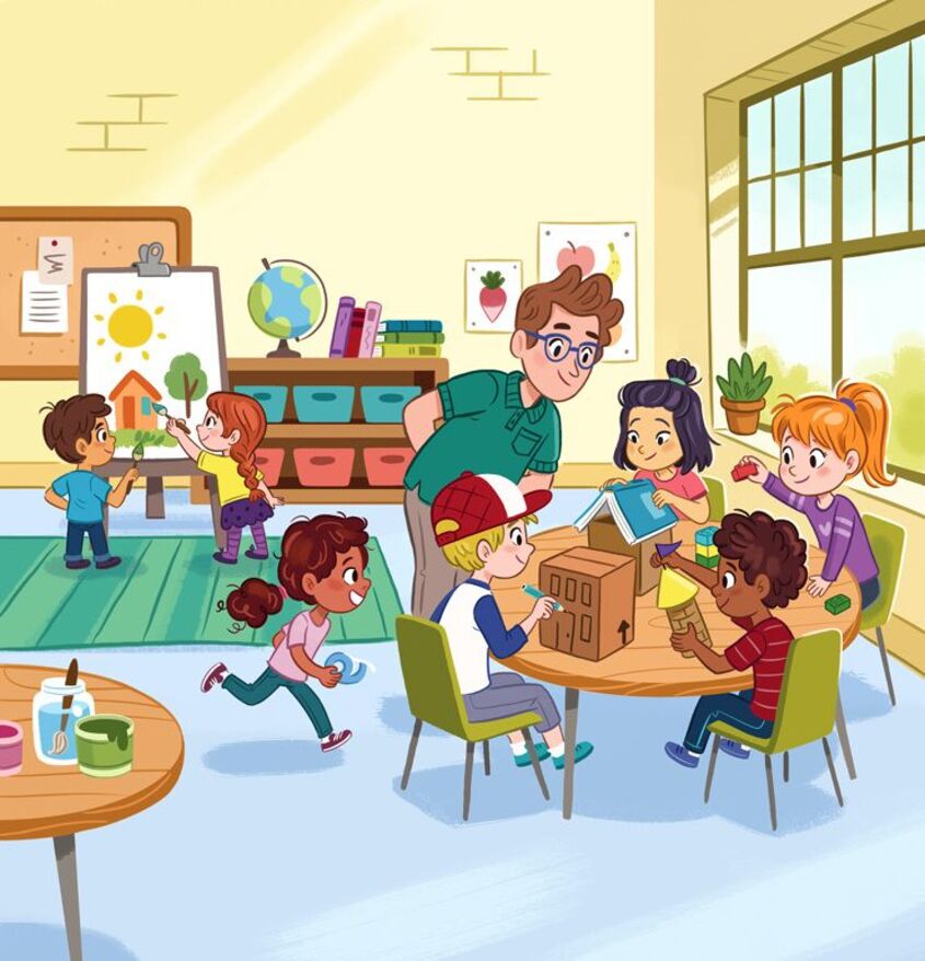 Tranh chủ đề trường mầm non 34