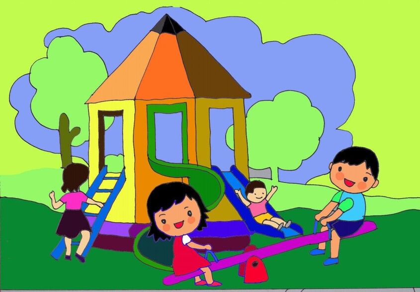 Tranh chủ đề trường mầm non 8