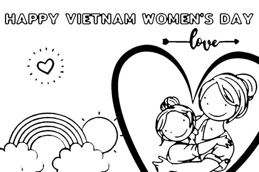 Tranh tô màu thiệp chúc mừng ngày 20-10 - 14 Tranh tô màu thiệp chúc mừng ngày 20-10 - 14