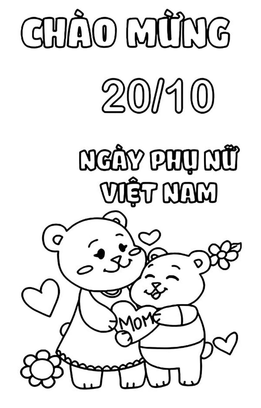 Tranh tô màu thiệp chúc mừng ngày 20-10 - 13 Tranh tô màu thiệp chúc mừng ngày 20-10 - 13