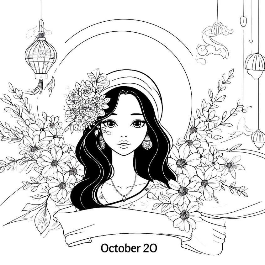 Tranh tô màu thiệp chúc mừng ngày 20-10 - 10 Tranh tô màu thiệp chúc mừng ngày 20-10 - 10