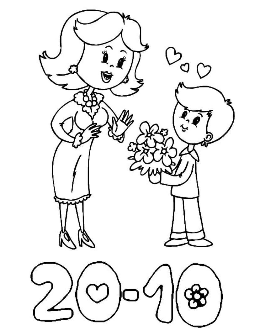 Tranh tô màu bé tặng hoa ngày 20-10 - 1 Tranh tô màu bé tặng hoa ngày 20-10 - 1