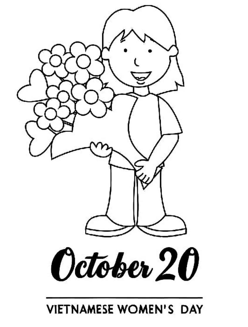 Tranh tô màu bé tặng hoa ngày 20-10 - 2 Tranh tô màu bé tặng hoa ngày 20-10 - 2