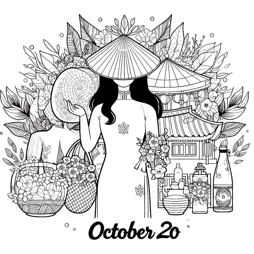 Tranh tô màu thiệp chúc mừng ngày 20-10 - 9 Tranh tô màu thiệp chúc mừng ngày 20-10 - 9