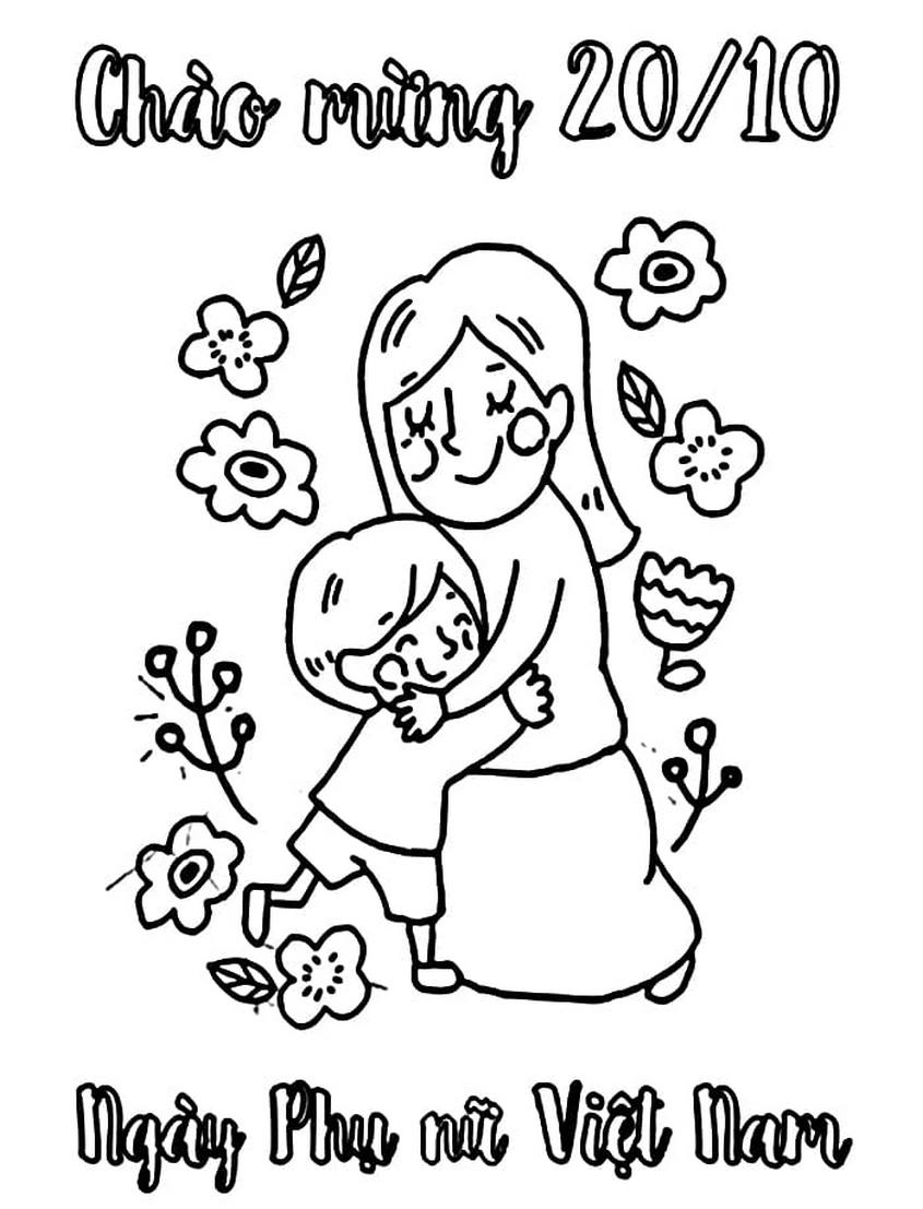 Tranh tô màu thiệp chúc mừng ngày 20-10 - 8 Tranh tô màu thiệp chúc mừng ngày 20-10 - 8