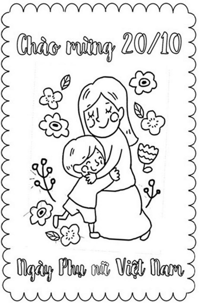 Tranh tô màu thiệp chúc mừng ngày 20-10 - 7 Tranh tô màu thiệp chúc mừng ngày 20-10 - 7