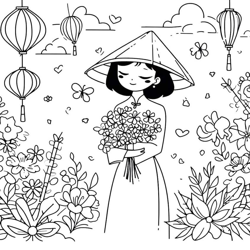 Tranh tô màu bé tặng hoa ngày 20-10 - 4 Tranh tô màu bé tặng hoa ngày 20-10 - 4