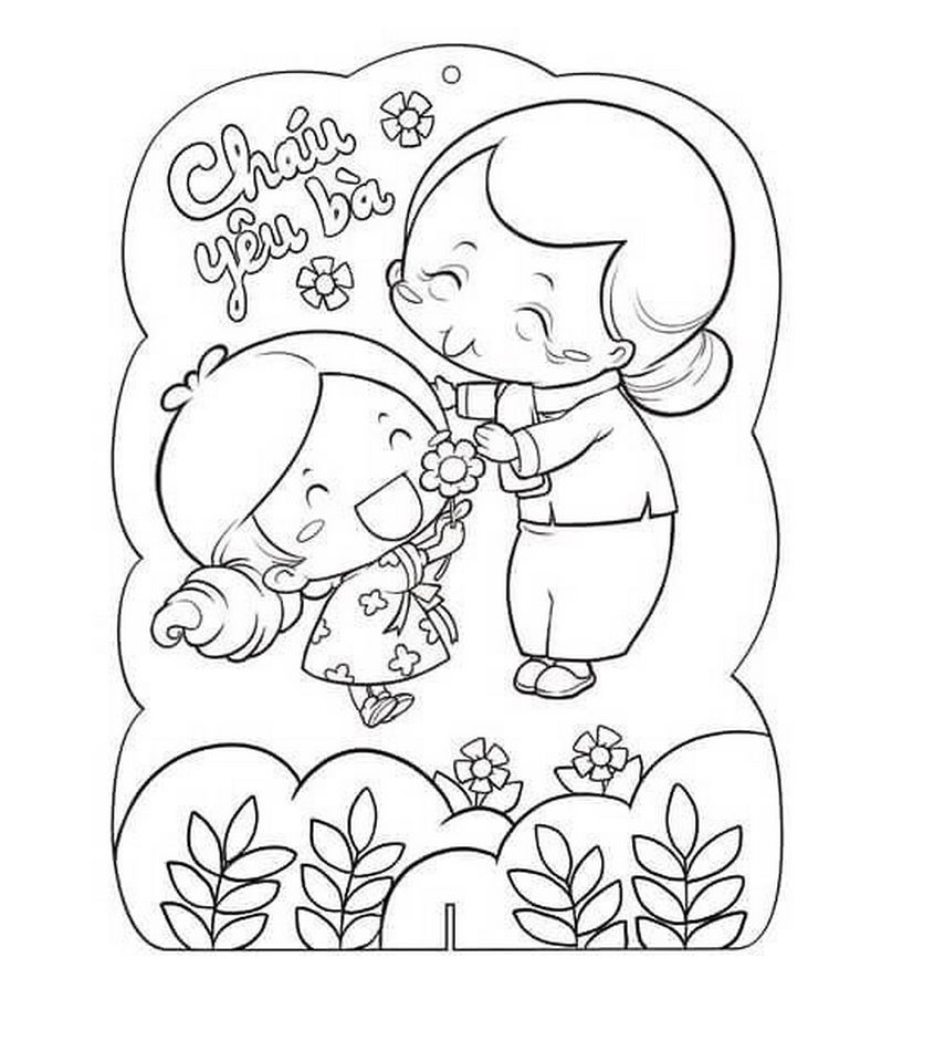 Tranh tô màu bé tặng hoa ngày 20-10 - 10 Tranh tô màu bé tặng hoa ngày 20-10 - 10