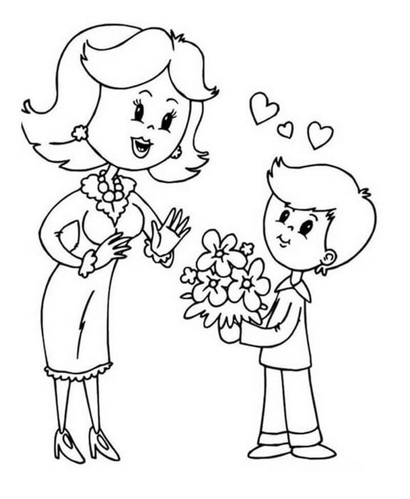 Tranh tô màu bé tặng hoa ngày 20-10 - 12 Tranh tô màu bé tặng hoa ngày 20-10 - 12