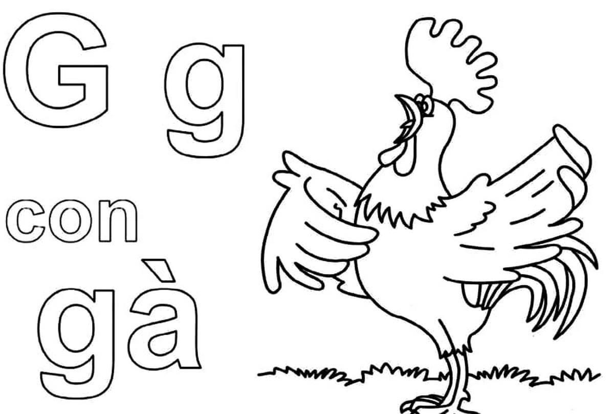 Tranh tô màu chữ cái G Tranh tô màu chữ cái G