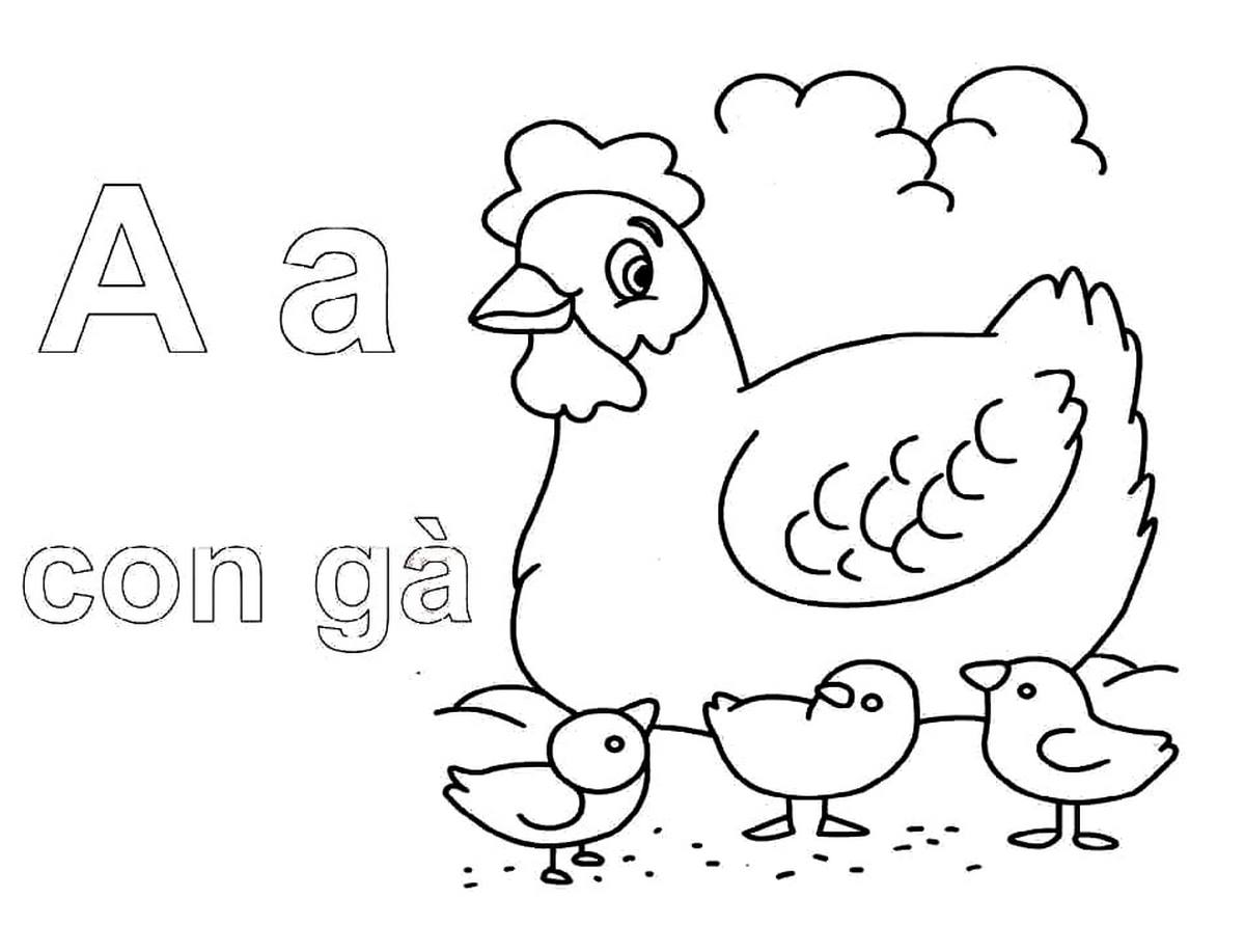 Tranh tô màu chữ cái A Tranh tô màu chữ cái A