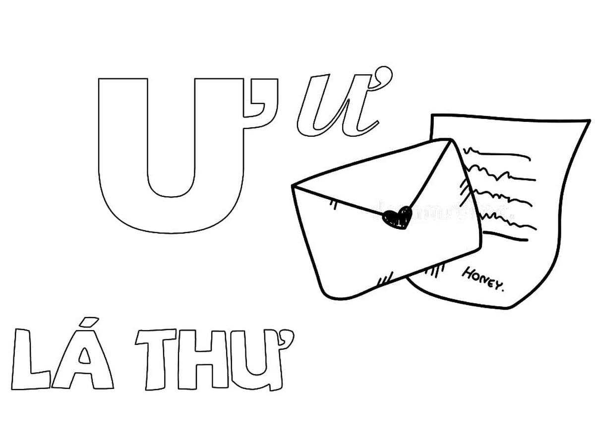 Tranh tô màu chữ cái Ư Tranh tô màu chữ cái Ư
