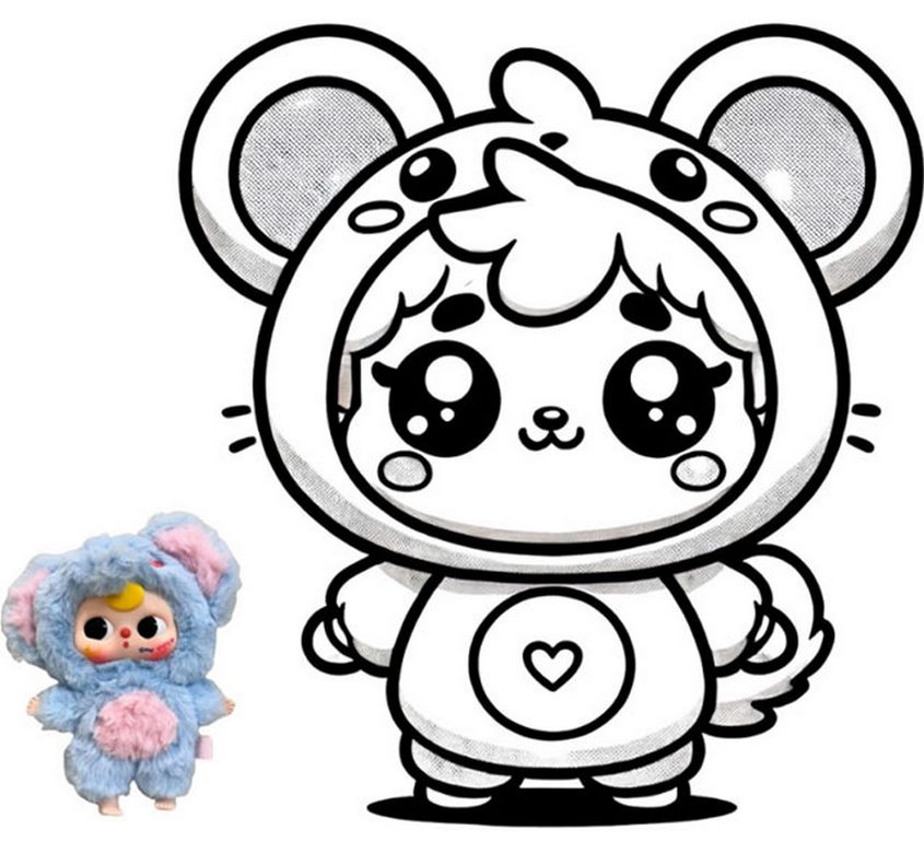 Tranh tô màu Baby Three 12 con giáp số 1