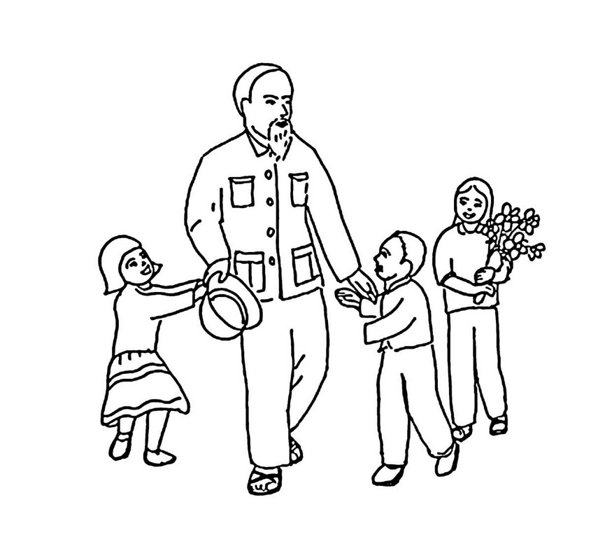 Tranh tô màu Bác Hồ vui chơi cùng thiếu nhi Tranh tô màu Bác Hồ vui chơi cùng thiếu nhi