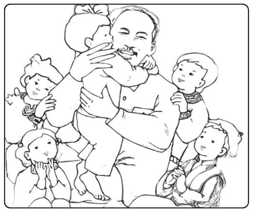 Tranh tô màu Bác Hồ bế thiếu nhi Tranh tô màu Bác Hồ bế thiếu nhi