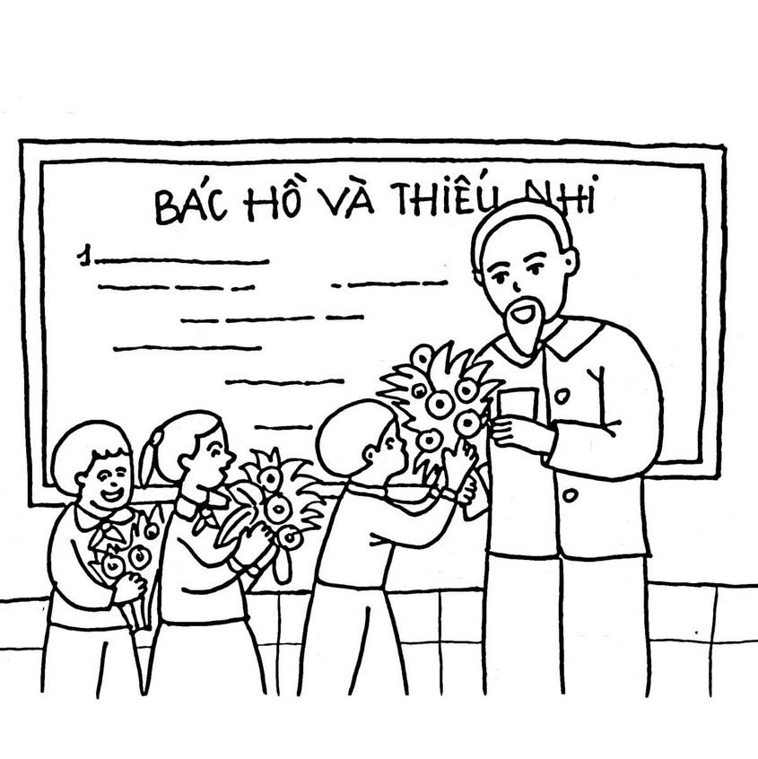 Tranh thiếu nhi tặng hoa cho Bác Hồ Tranh thiếu nhi tặng hoa cho Bác Hồ