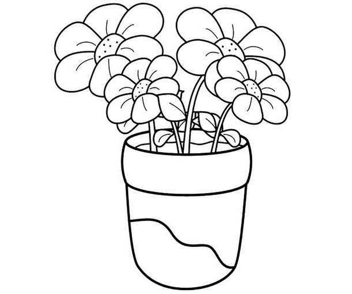 Tranh tô màu bông hoa được cắm trong lọ số 13