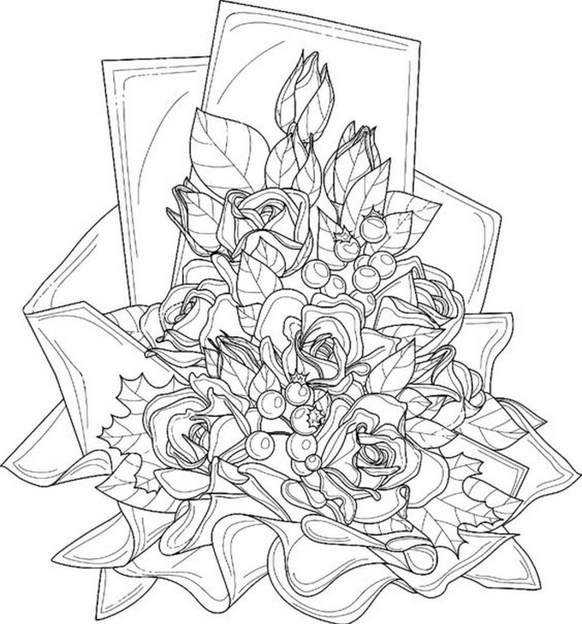 Tranh tô màu bó hoa số 13