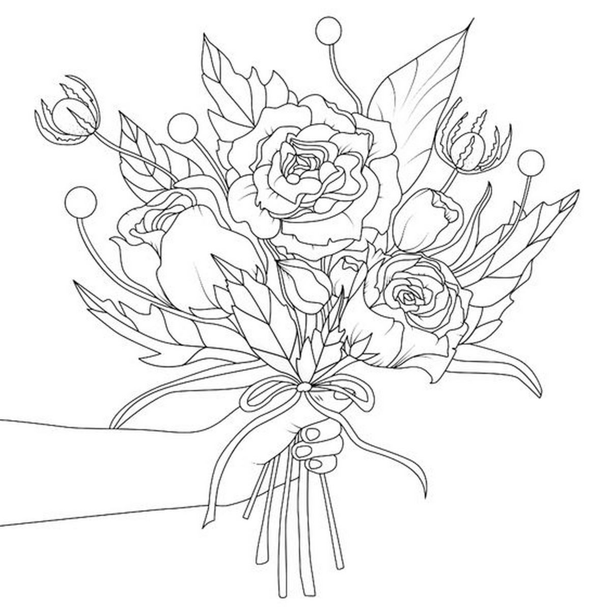 Tranh tô màu bó hoa số 14