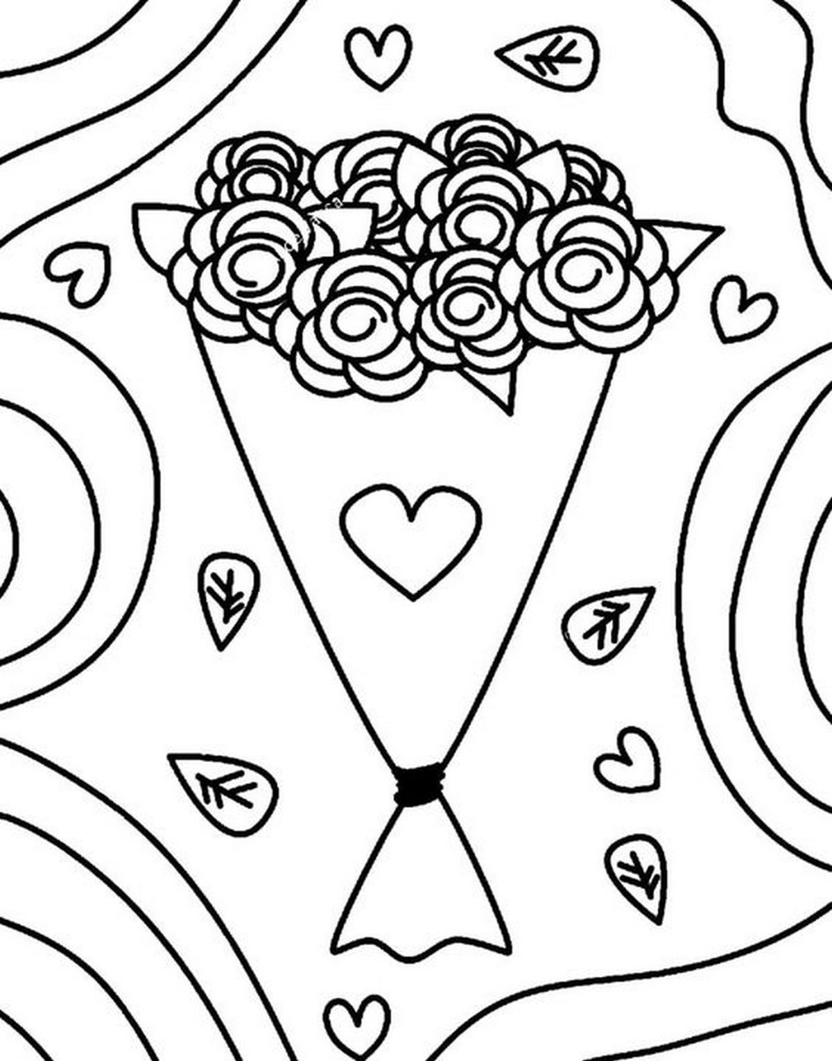 Tranh tô màu bó hoa số 19