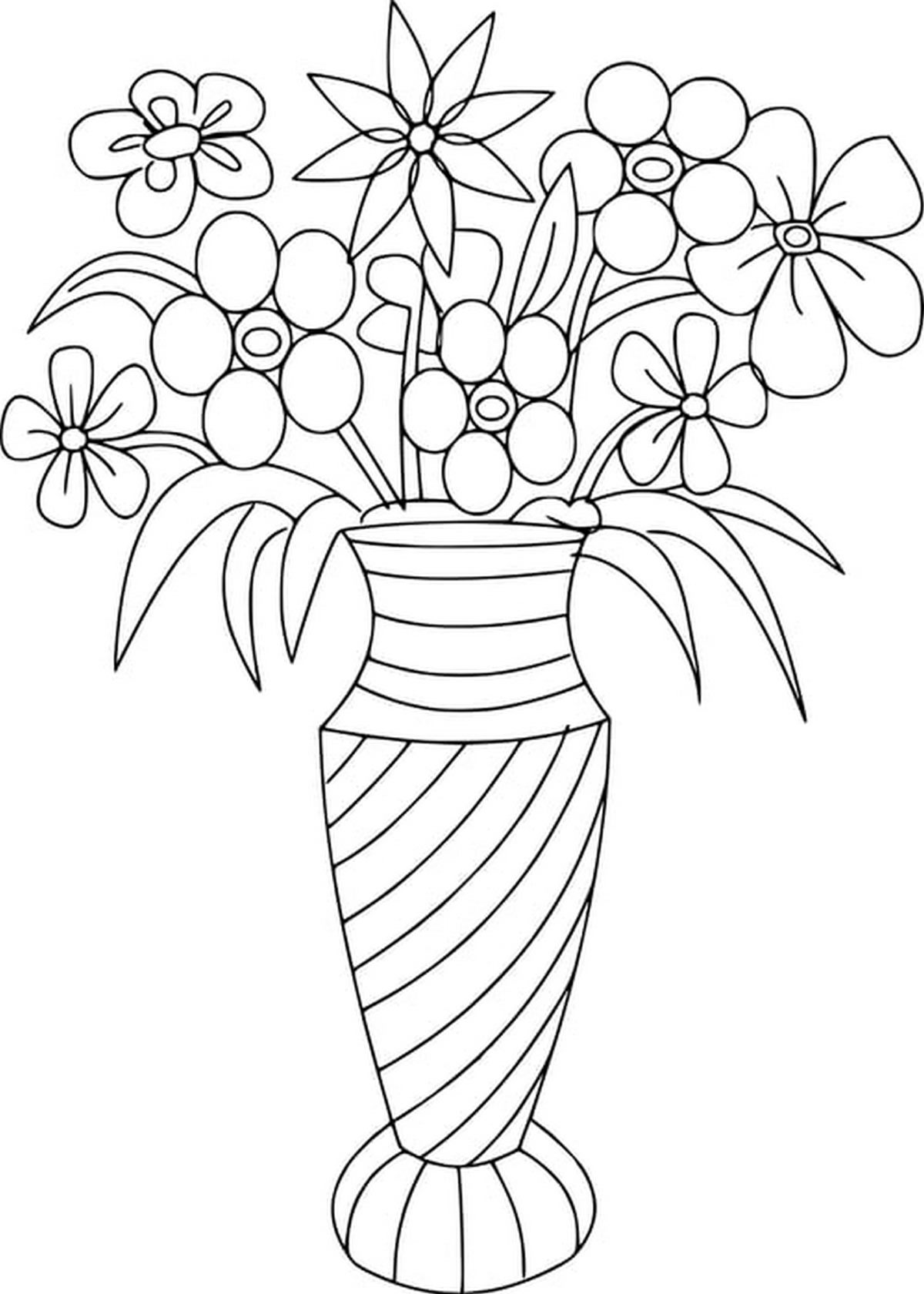 Tranh tô màu bông hoa được cắm trong lọ số 16