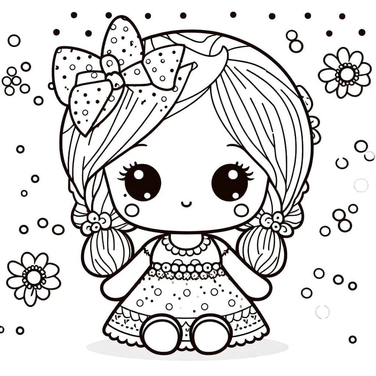 Tranh tô màu búp bê chibi số 19