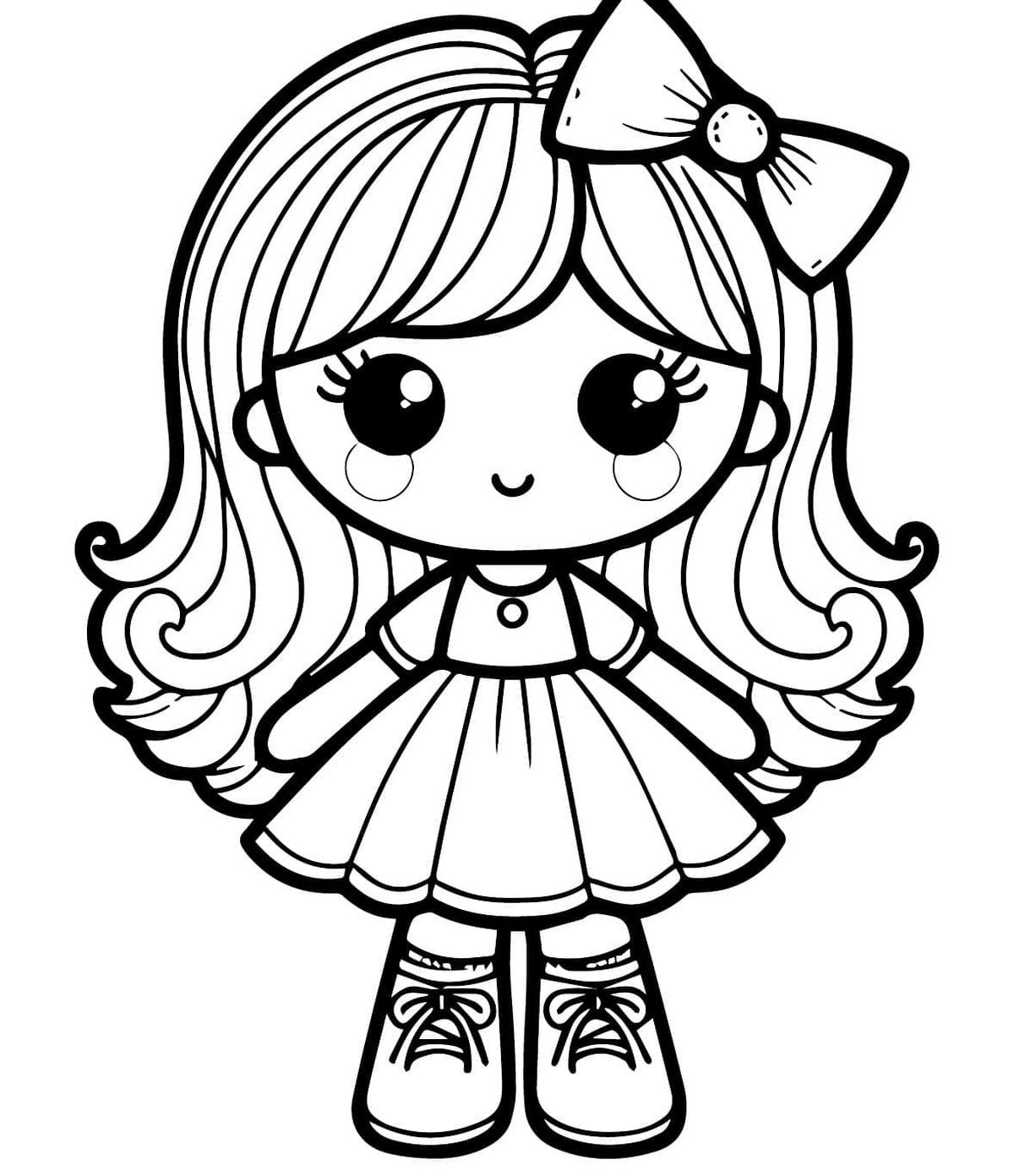 Tranh tô màu búp bê chibi số 21