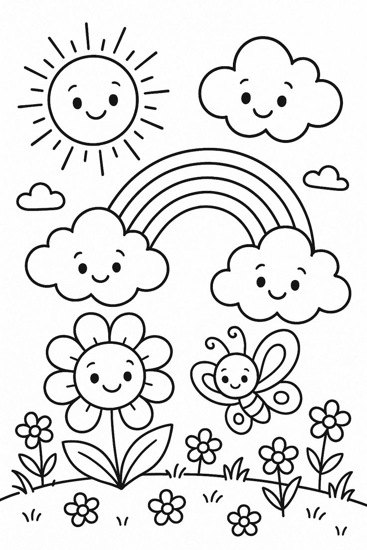 Tranh tô màu cầu vồng 3 Tranh tô màu cầu vồng 3