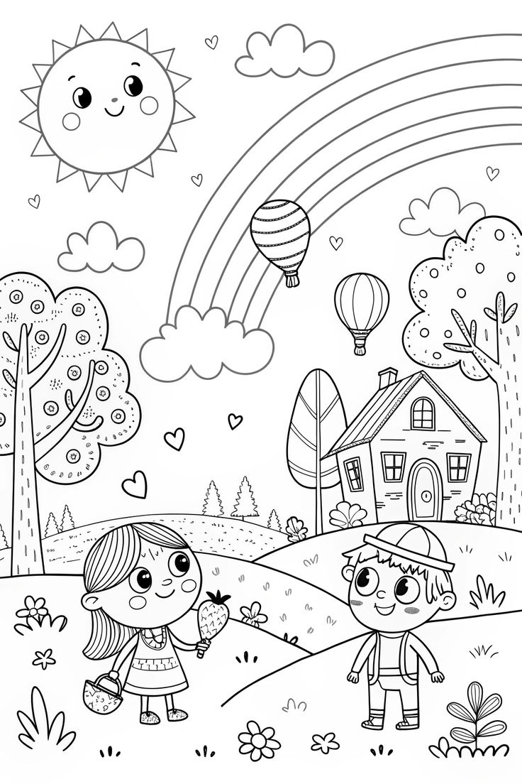 Tranh tô màu cầu vồng 25 Tranh tô màu cầu vồng 25