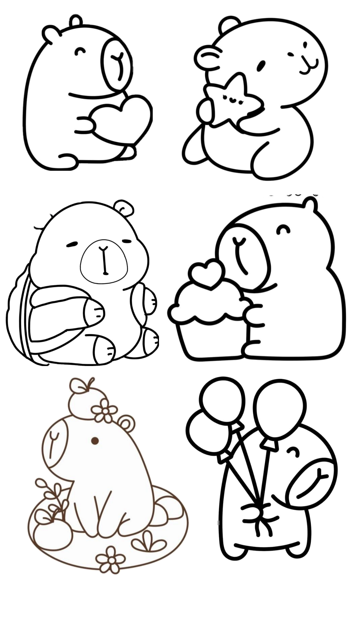 Tranh tô màu chibi capybara 13 Tranh tô màu chibi capybara 13