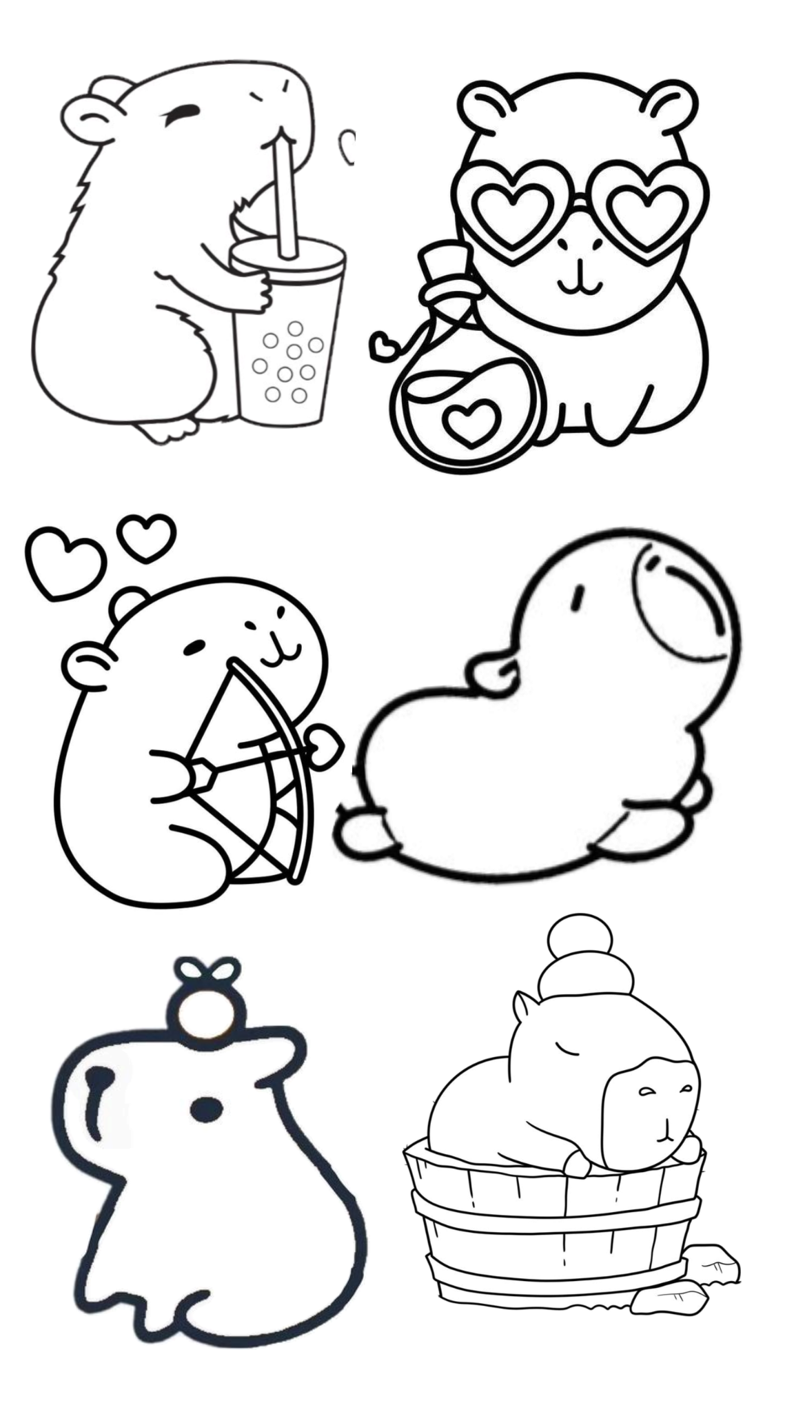 Tranh tô màu chibi capybara 14 Tranh tô màu chibi capybara 14