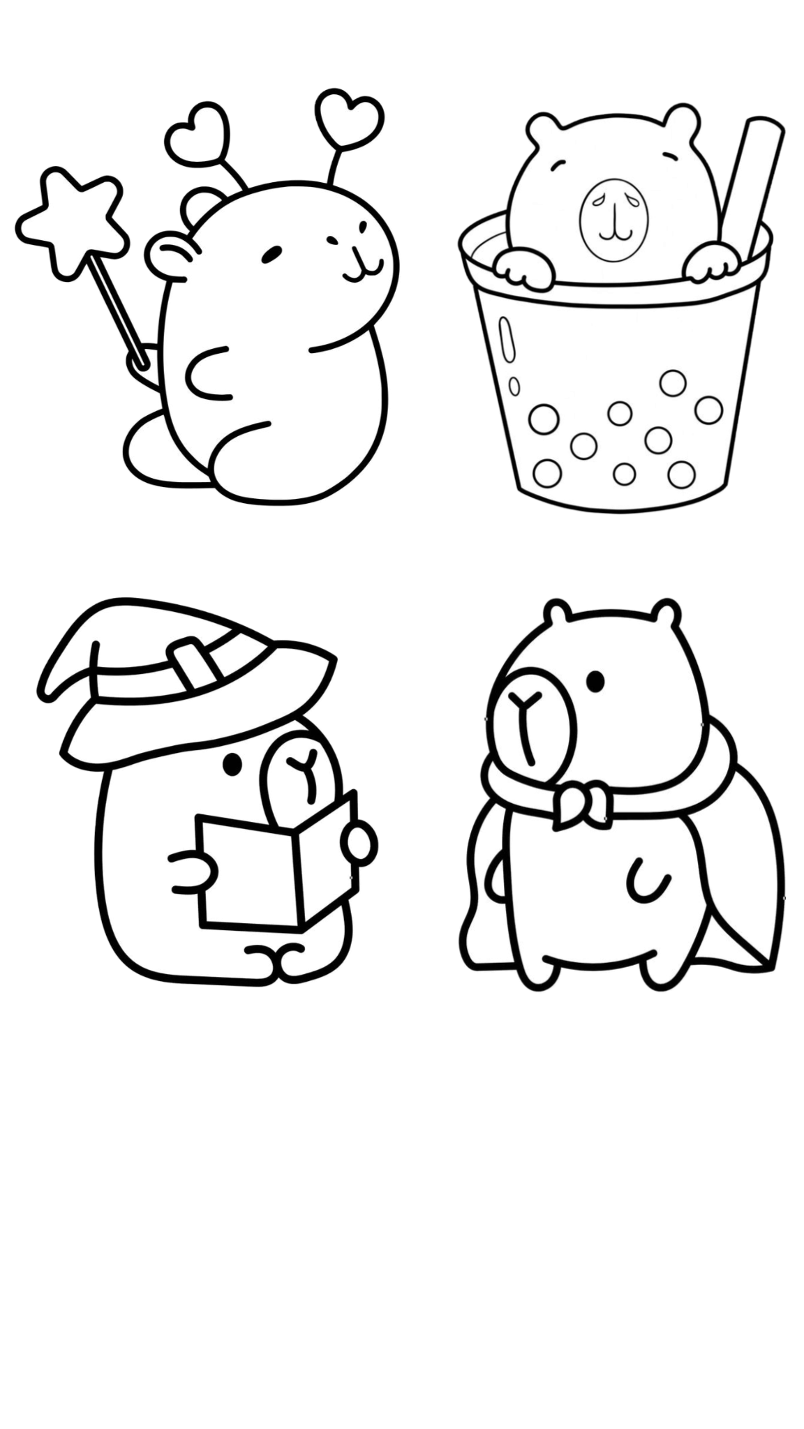 Tranh tô màu chibi capybara 15 Tranh tô màu chibi capybara 15