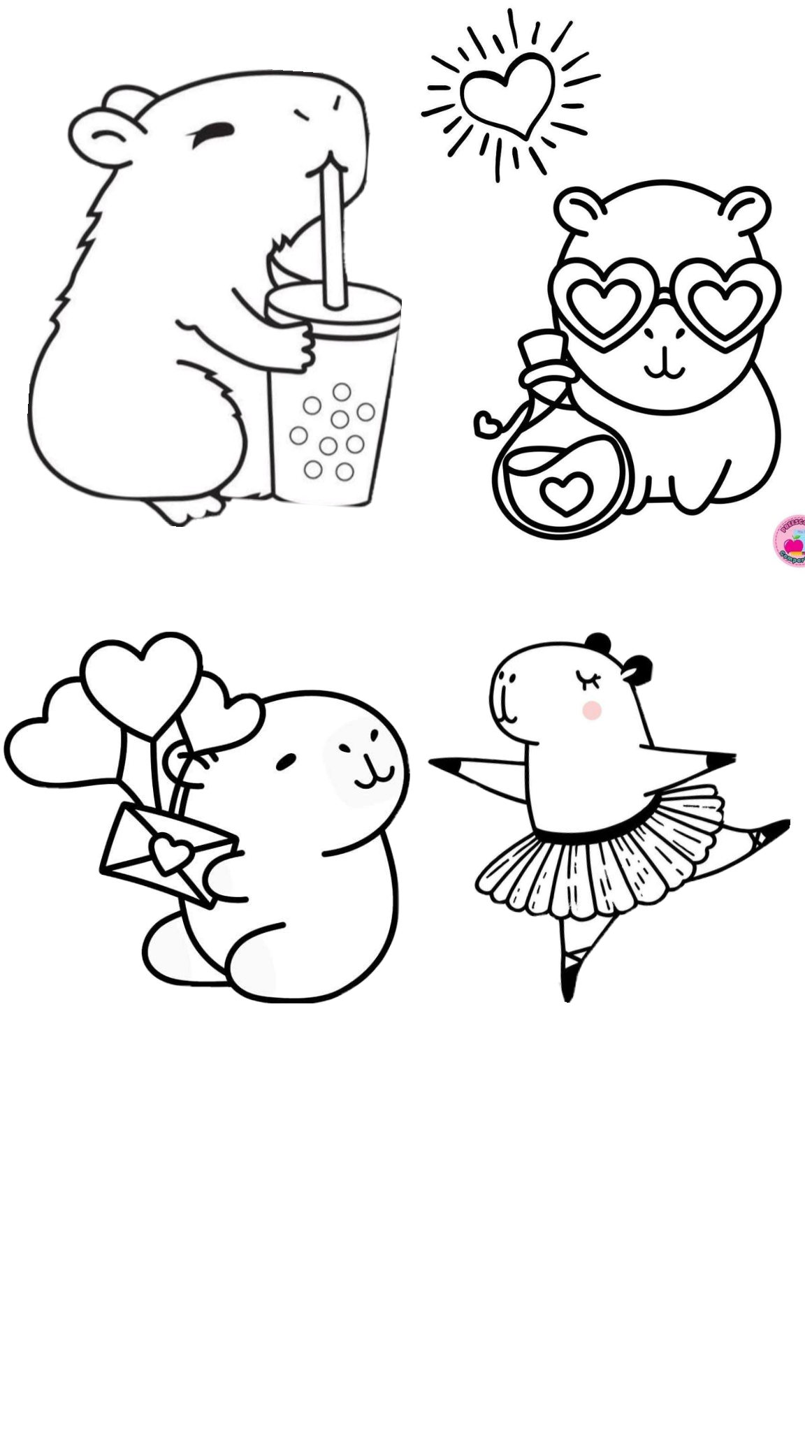 Tranh tô màu chibi capybara 15 Tranh tô màu chibi capybara 15