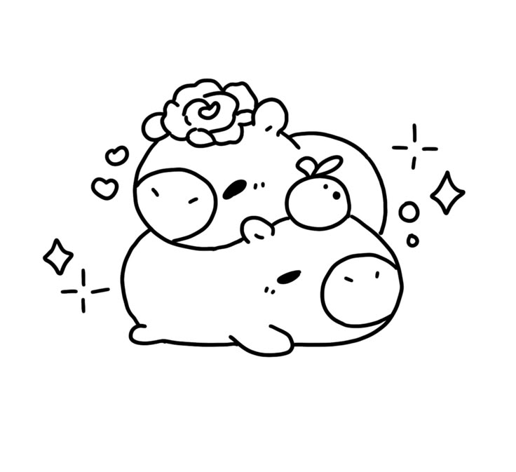 Tranh tô màu chibi capybara 2 Tranh tô màu chibi capybara 2